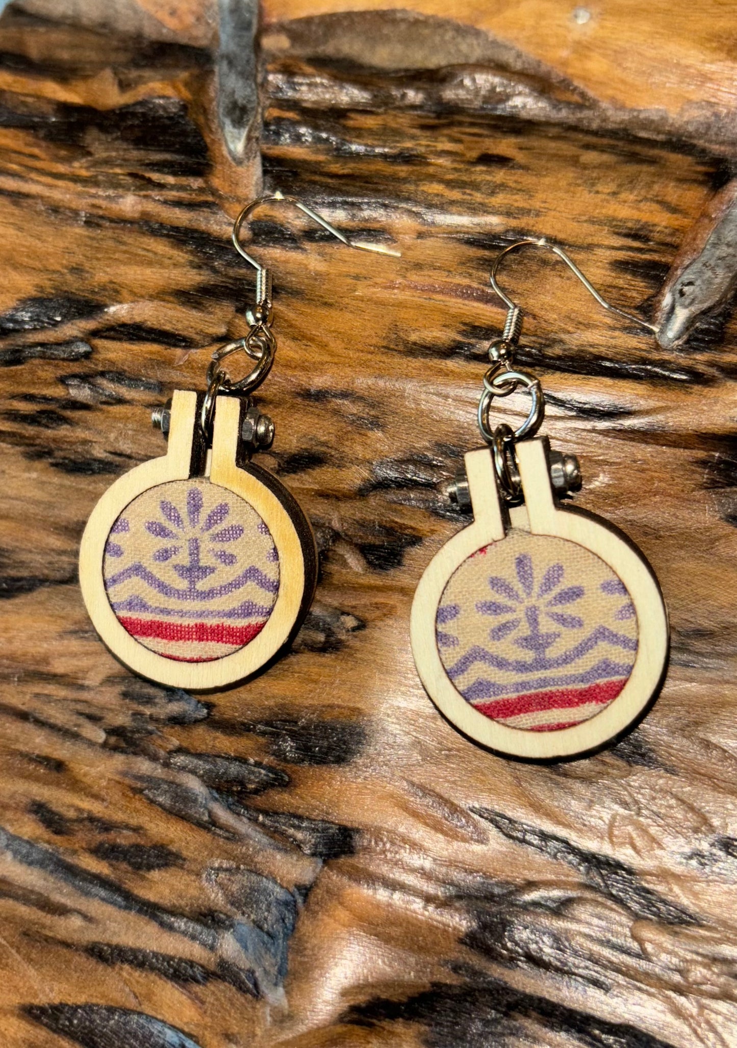 Faith earrings up-cycled from kantha quilt, original pair