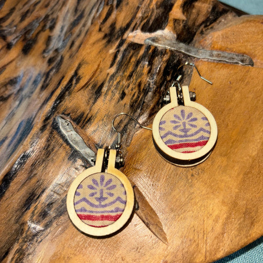 Faith earrings up-cycled from kantha quilt, original pair